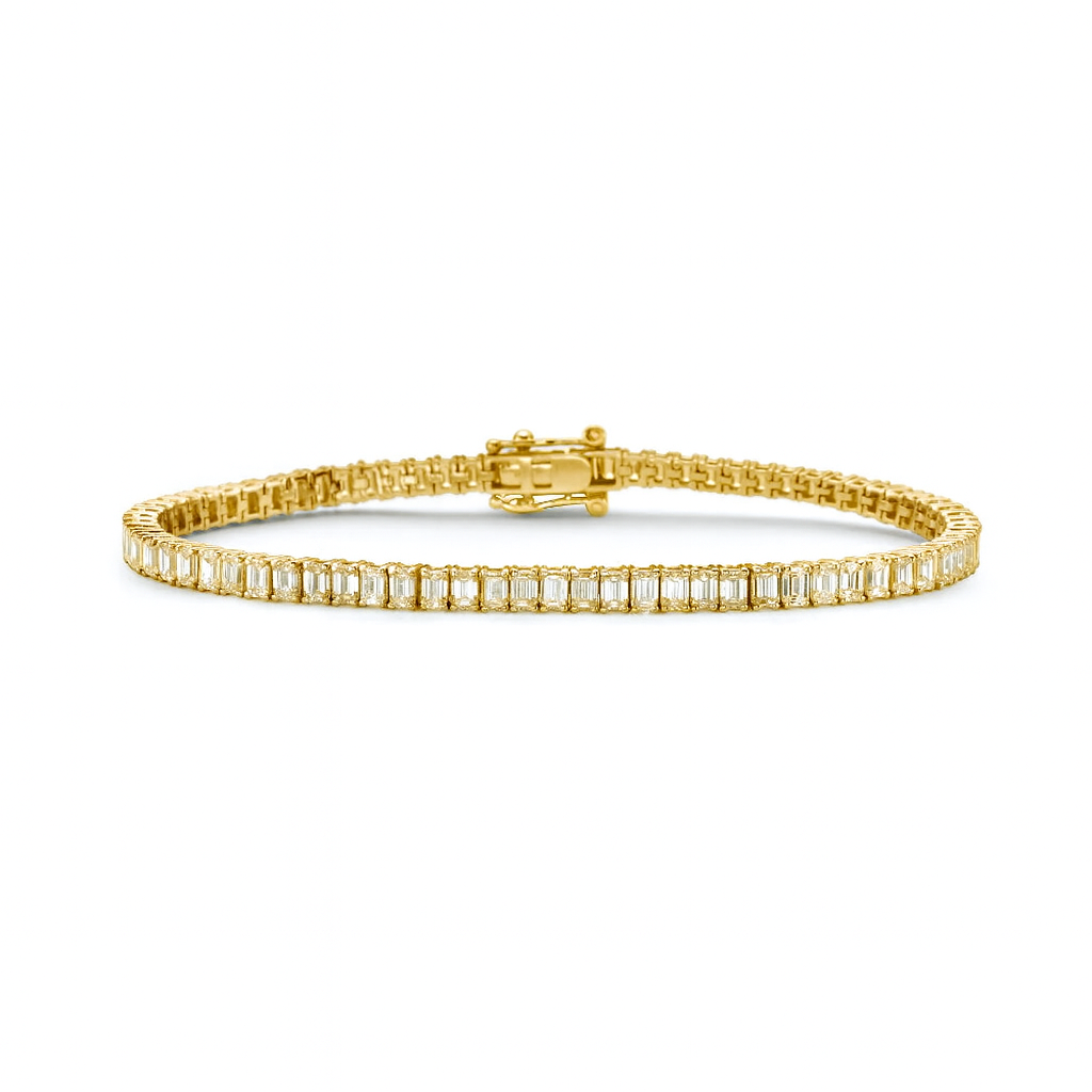 Lab Grown Emerald Cut Diamond North-South Tennis Bracelet (7.00 ct.) 4-Prongs Setting in 14K Gold