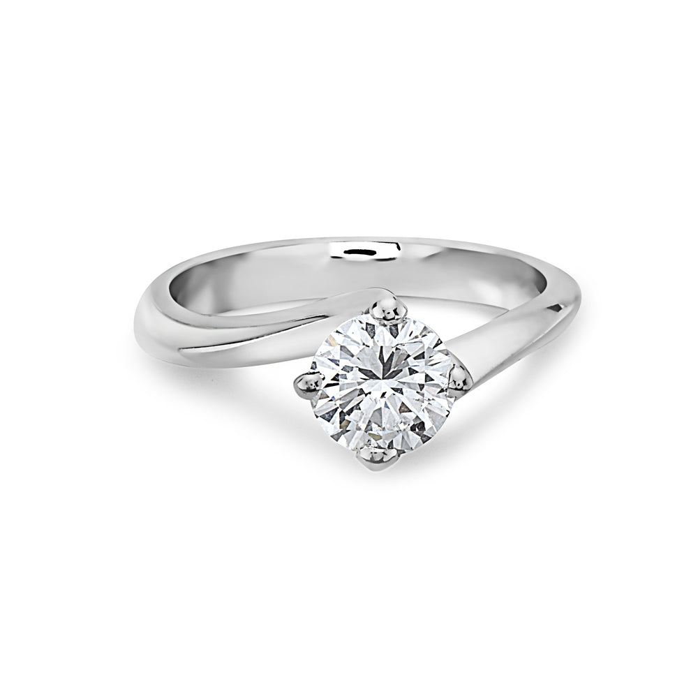 Ready to Ship Diamond Twisted Solitaire Engagement Ring (1.00 ct.) in 18K Gold, Made in Italy