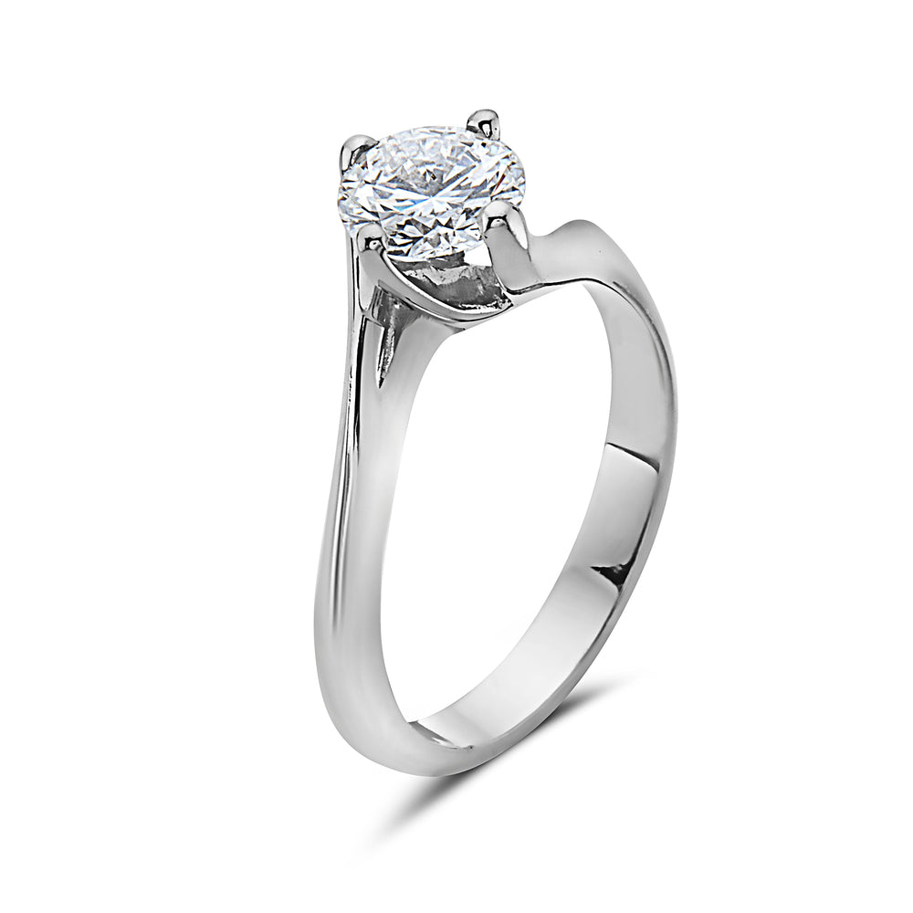 Ready to Ship Diamond Twisted Solitaire Engagement Ring (1.00 ct.) in 18K Gold, Made in Italy