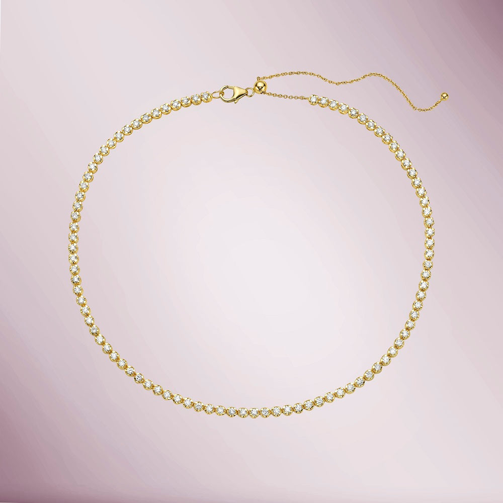 Multiway Diamond Tennis Choker Necklace + Double Wrap Bracelet, (2.53 ct.) Buttercup Setting in 14K Gold