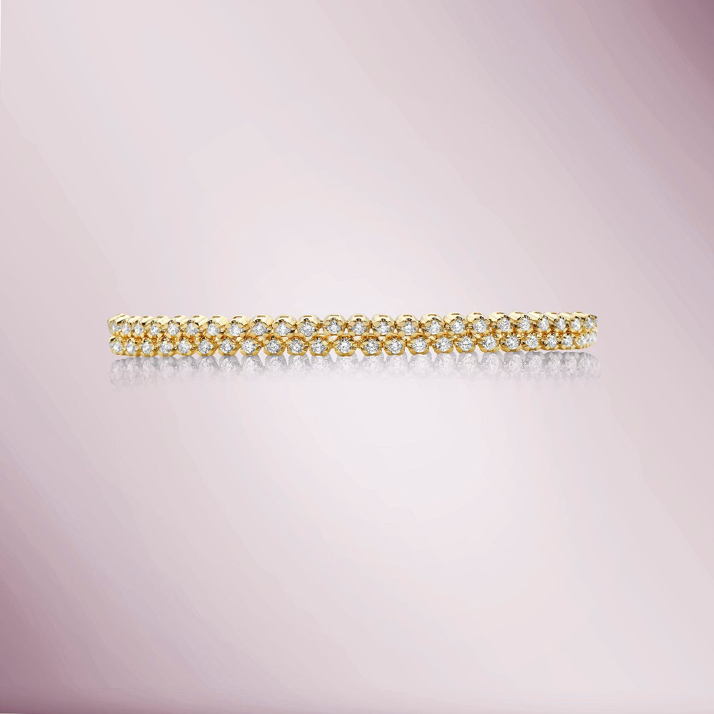 Multiway Diamond Tennis Choker Necklace + Double Wrap Bracelet, (2.53 ct.) Buttercup Setting in 14K Gold