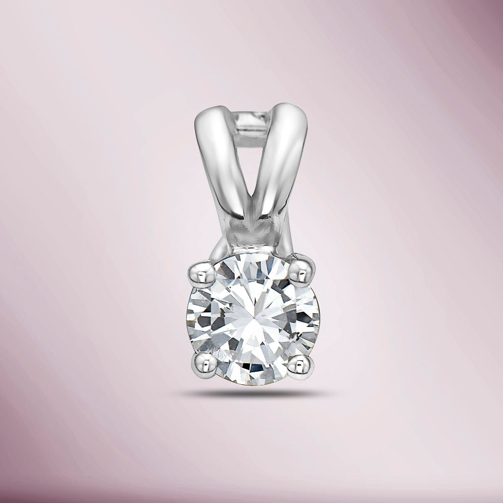 Diamond Solitaire Pendant (0.20 ct.) in 14K Gold, compatible for Tennis Necklaces