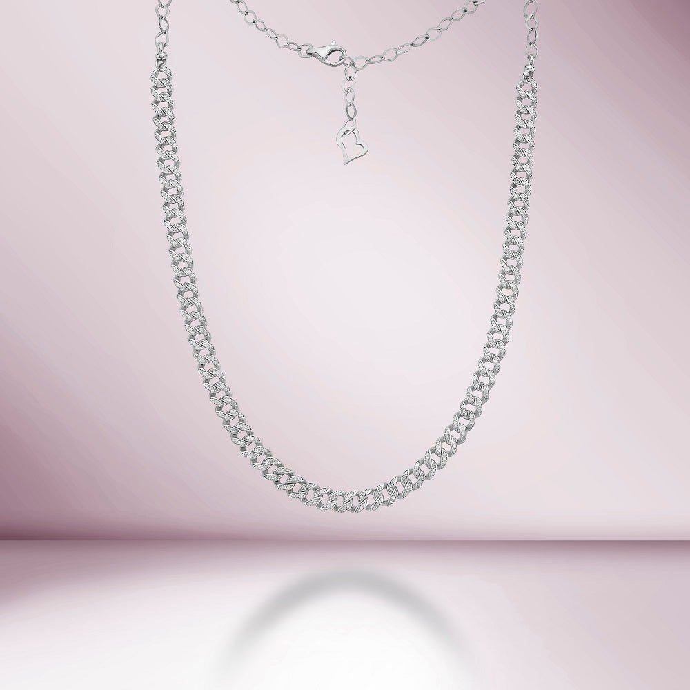 Diamond Cuban Link Chain Necklace (1.50 ct.) 6 mm Pave' Setting in 14K Gold