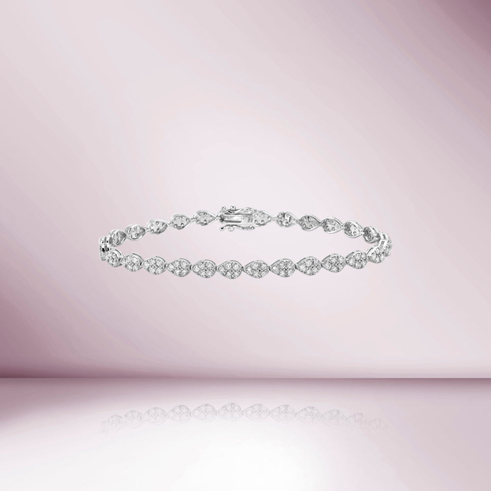 Diamond Pear Shape Tennis Bracelet (2.75 ct.) 2 mm 4-Prongs Setting in 14K Gold
