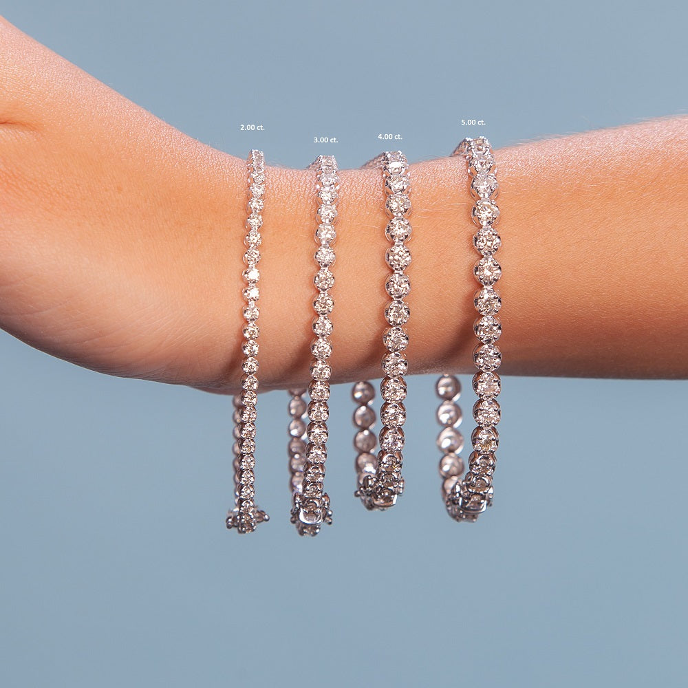 Ready to Ship Diamond Tennis Bracelet (3.00 ct.) 3.60 mm Buttercup Setting in 14K Gold