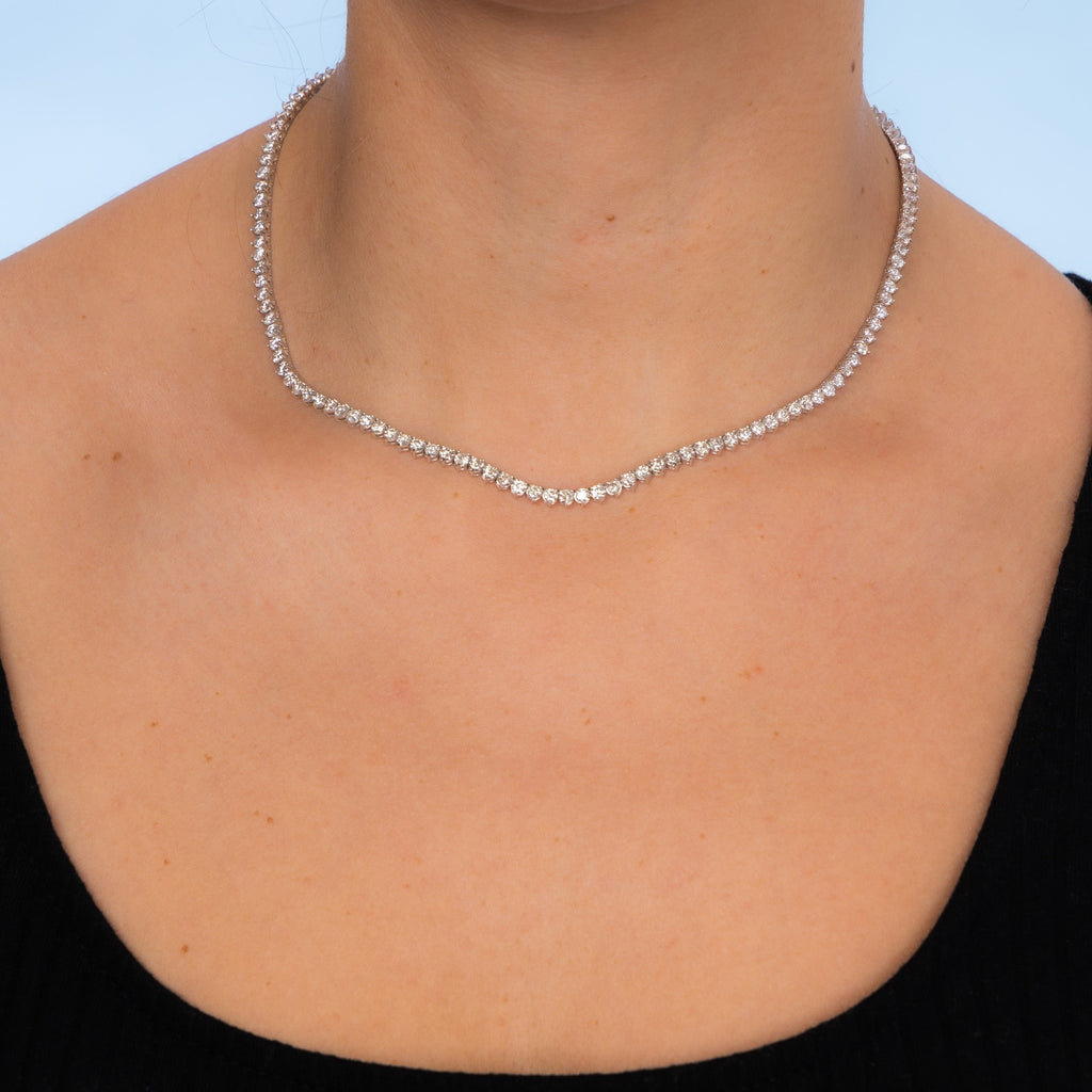 Diamond Tennis Necklace (10.30 ct.) 2.7 mm 3-Prongs Setting in 14K Gold