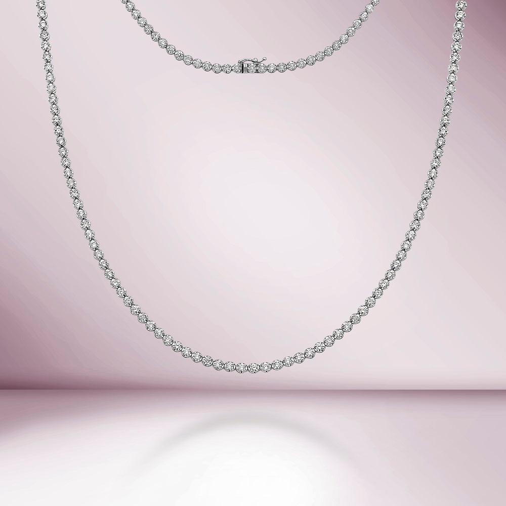 Diamond Tennis Necklace (5.50 ct.) 3.10 mm Buttercup Setting in 14K Gold