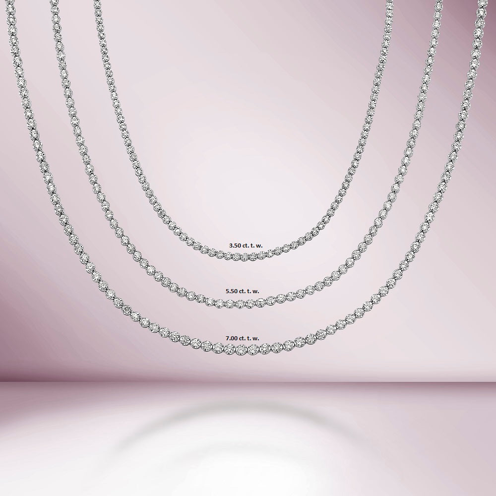 Diamond Tennis Necklace (5.50 ct.) 3.10 mm Buttercup Setting in 14K Gold
