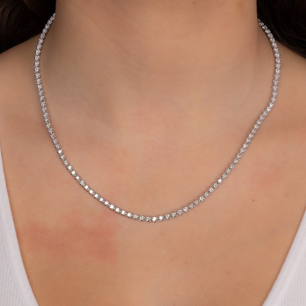 Diamond Tennis Necklace (5.50 ct.) 3.10 mm Buttercup Setting in 14K Gold