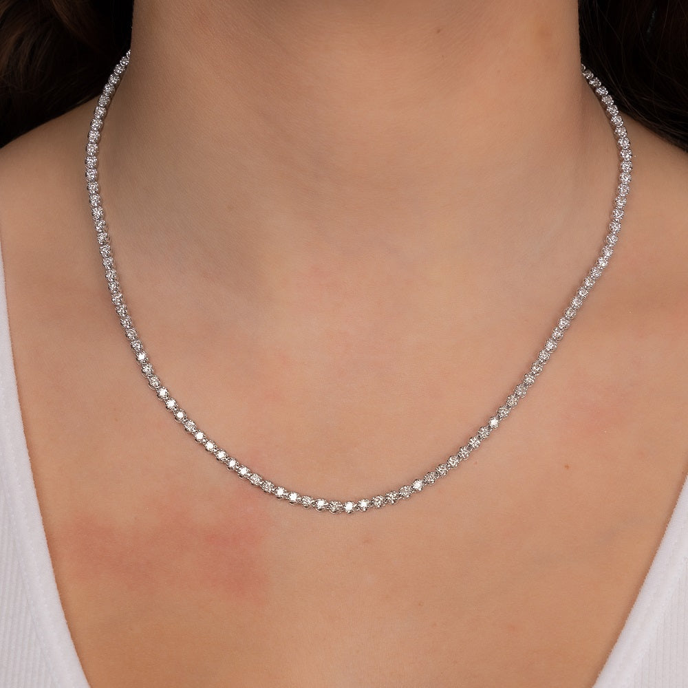 Diamond Tennis Necklace (5.50 ct.) 3.10 mm Buttercup Setting in 14K Gold