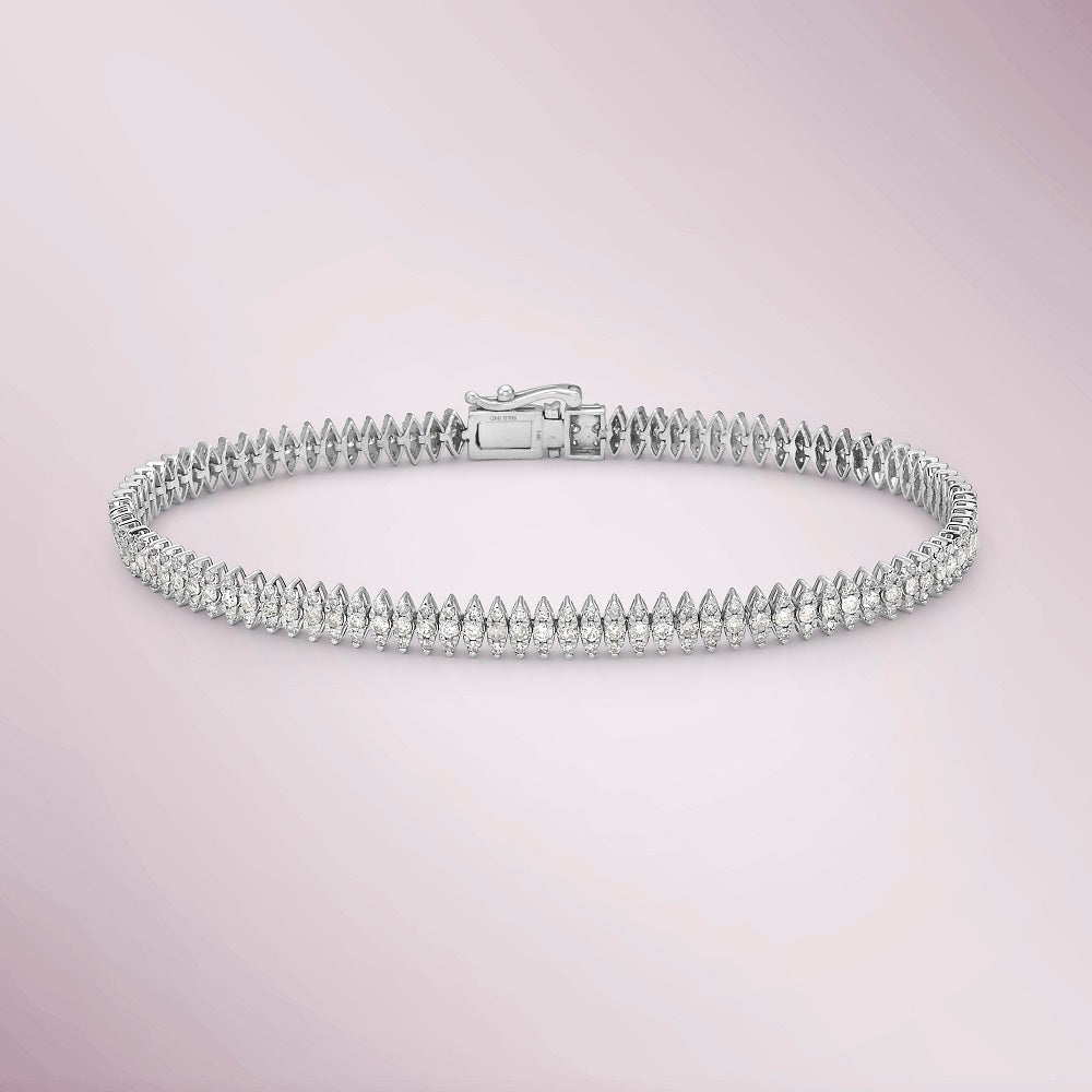 Round Diamonds Marquise Shape Tennis Bracelet (2.25 ct.) in 14K Gold