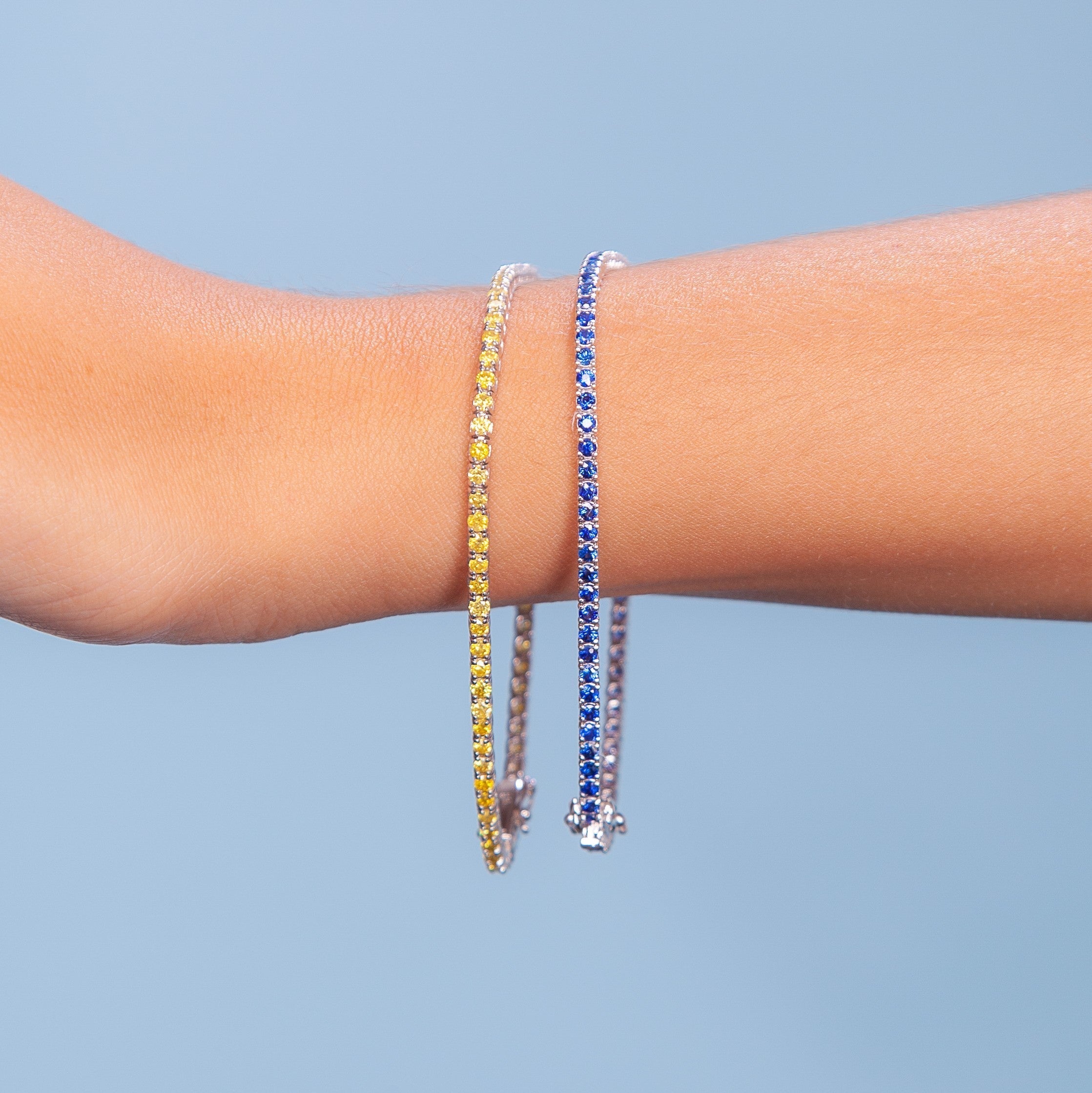 Blue Sapphire Tennis Bracelet (7.29 ct.) 3.00 mm 4-Prongs Setting in 18K Gold