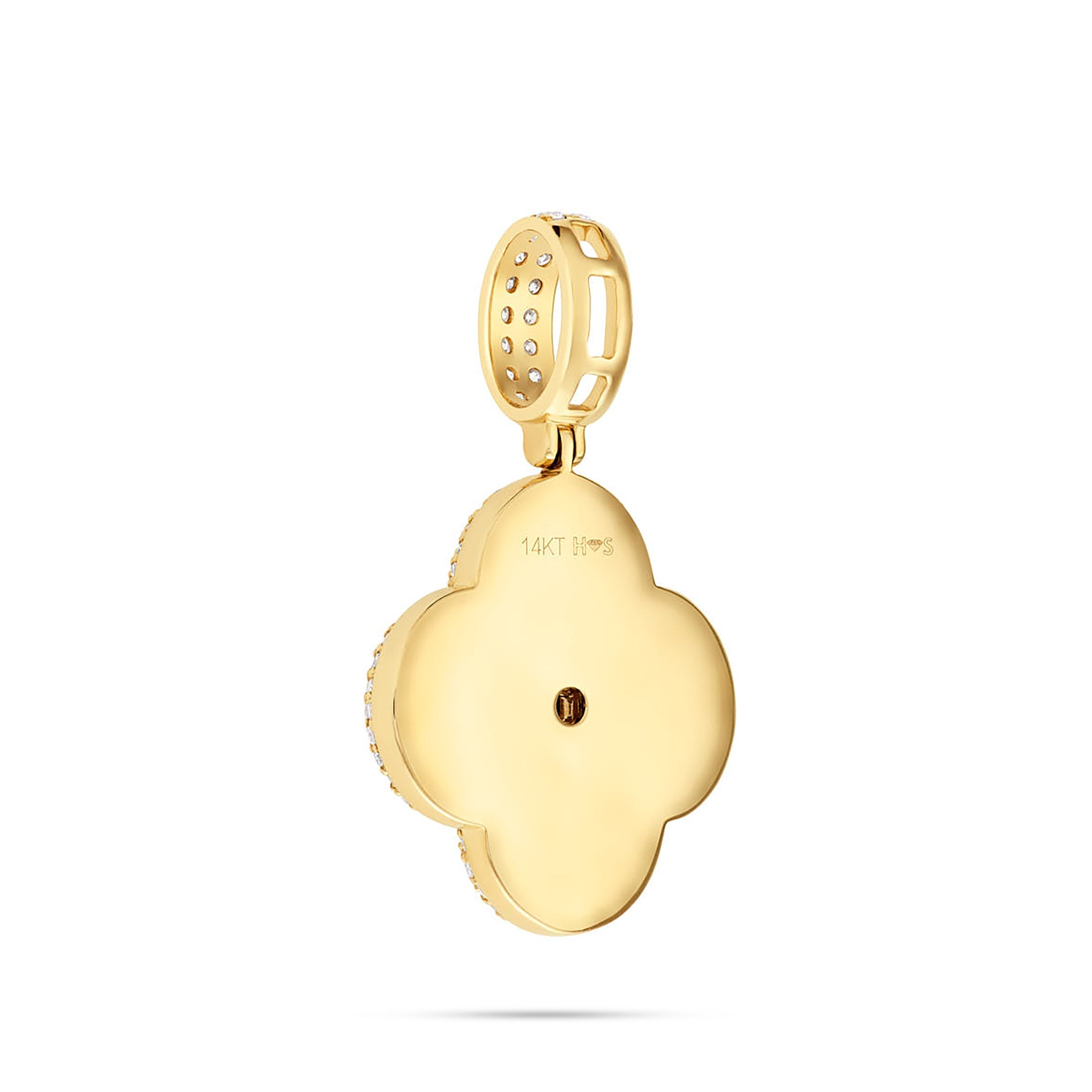 14k Gold Diamond & Emerald Clover Pendant