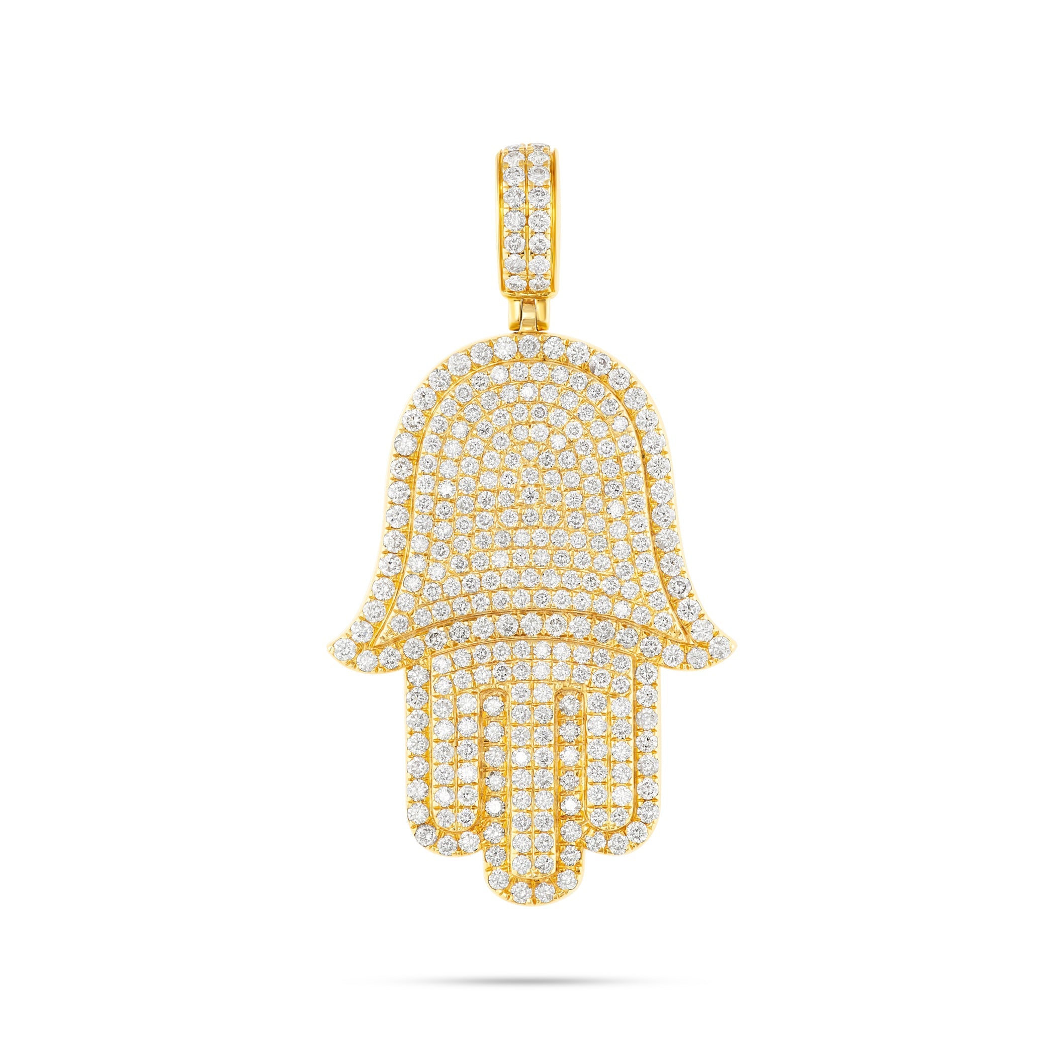 14K Gold Large Diamond Hamsa Pendant