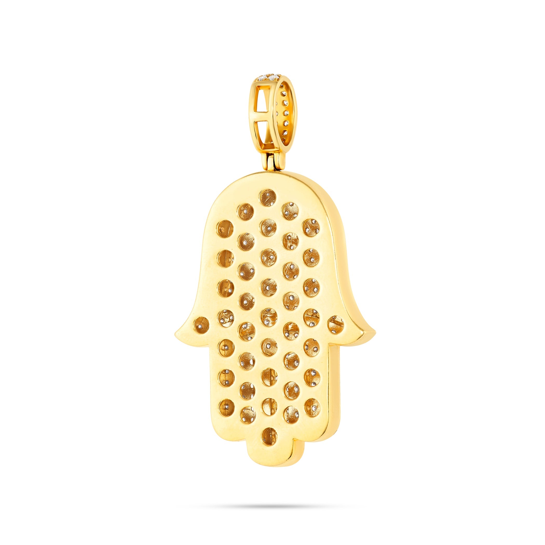14K Gold Large Diamond Hamsa Pendant