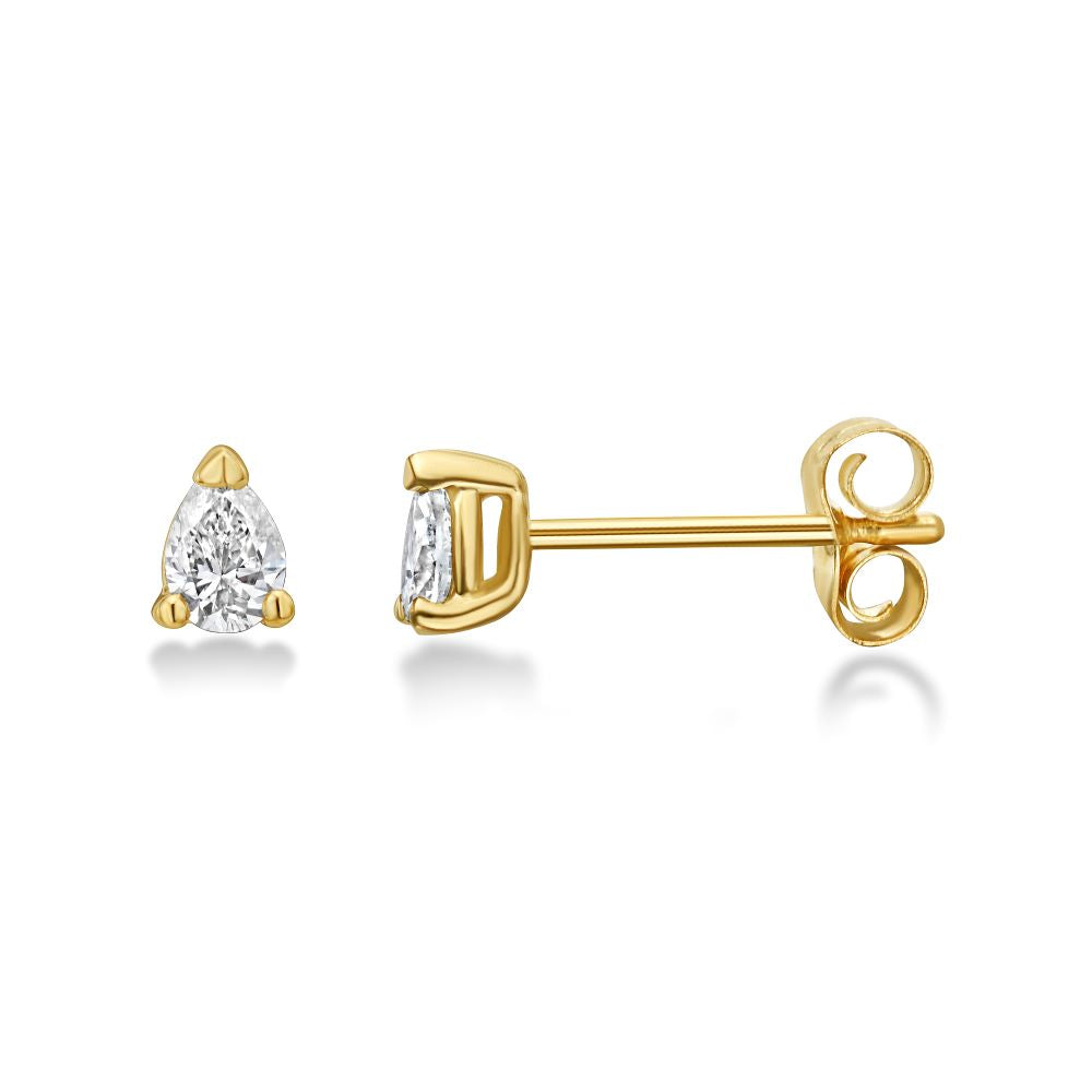 Ready to Ship Pear Shape Diamond Micro Studs Earrings (0.20 ct.) in 14K Gold