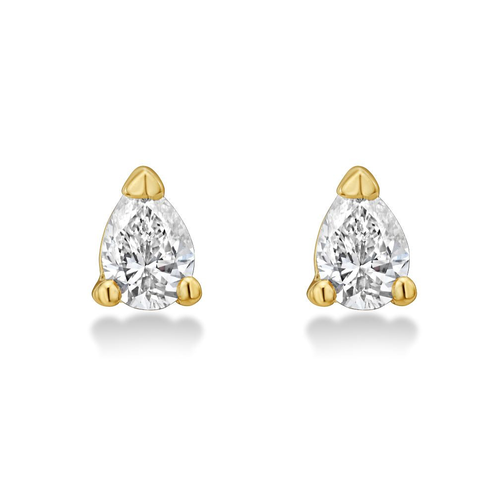 Ready to Ship Pear Shape Diamond Micro Studs Earrings (0.20 ct.) in 14K Gold