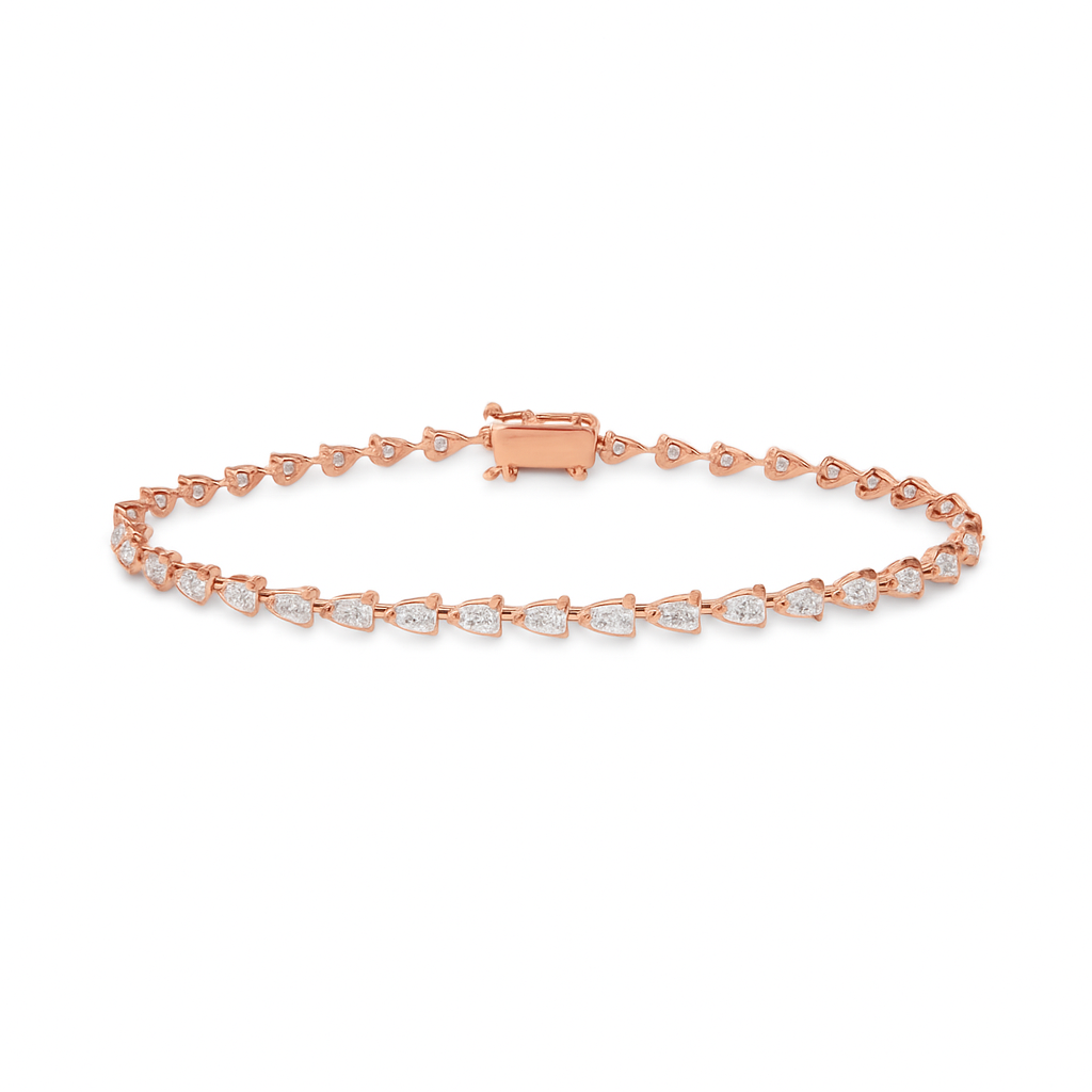 Pear Shape Diamond Tennis Bracelet (3.70 ct.) 18K Gold