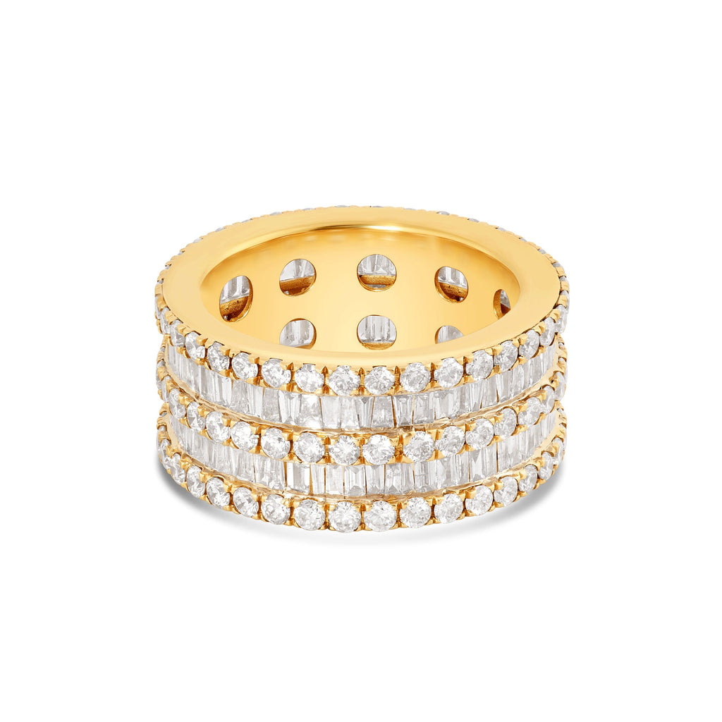5-Row Baguette & Round Diamond Eternity Band