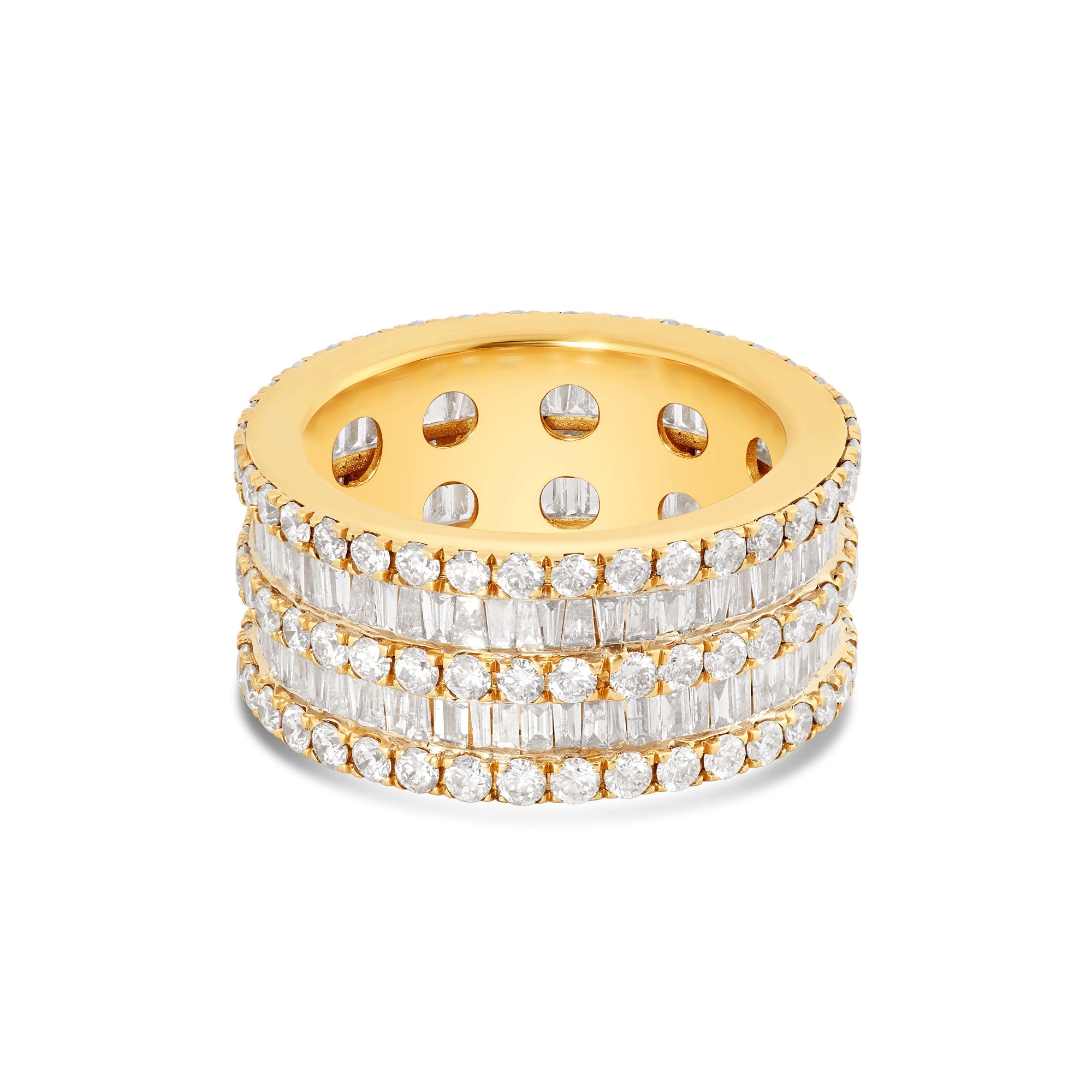 5-Row Baguette & Round Diamond Eternity Band