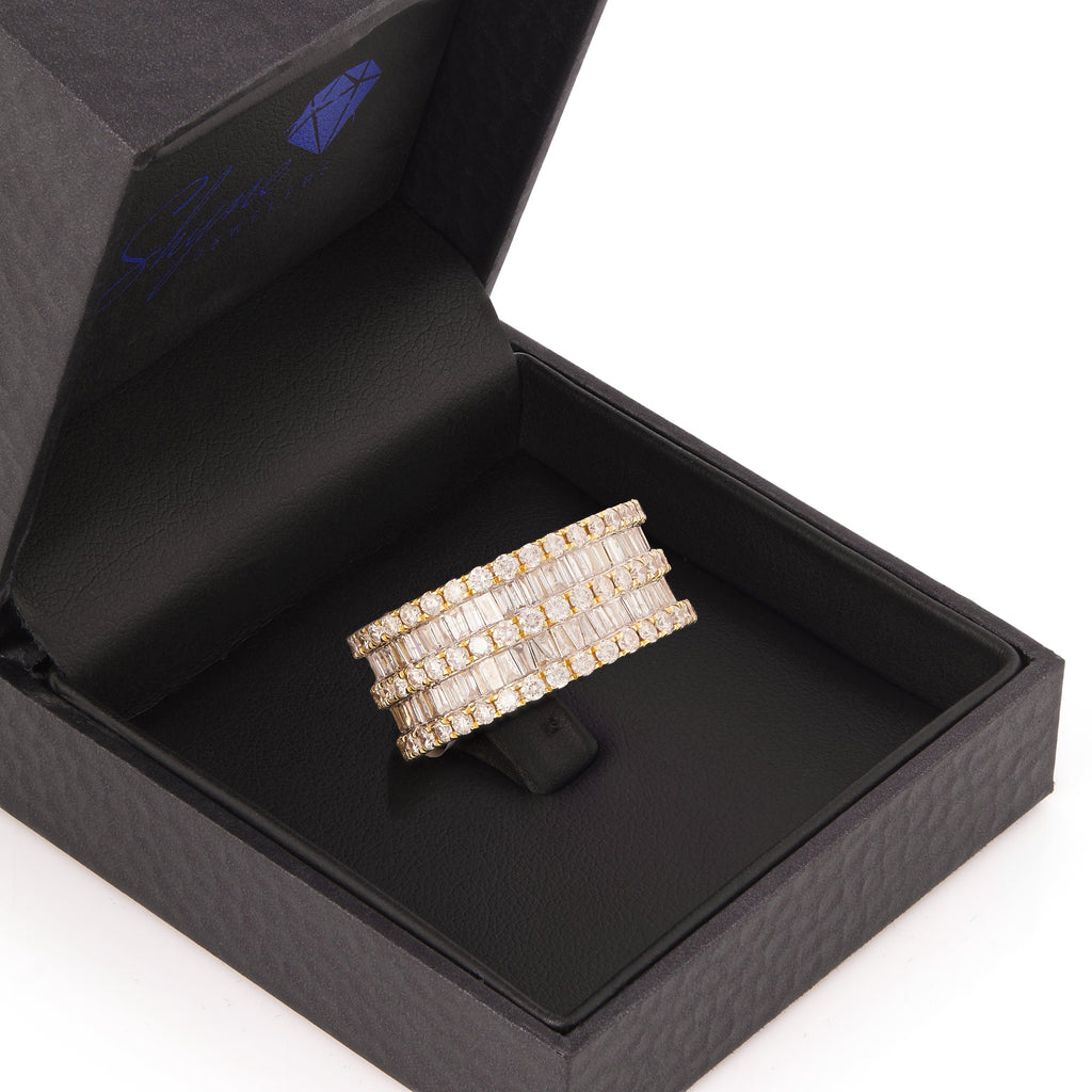 5-Row Baguette & Round Diamond Eternity Band