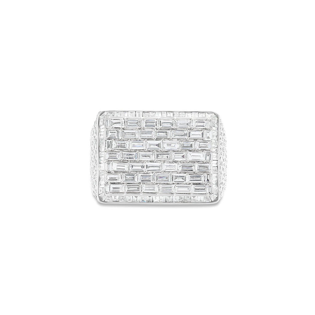 Men's 18k White Gold Baguette Diamond Fashion Ring