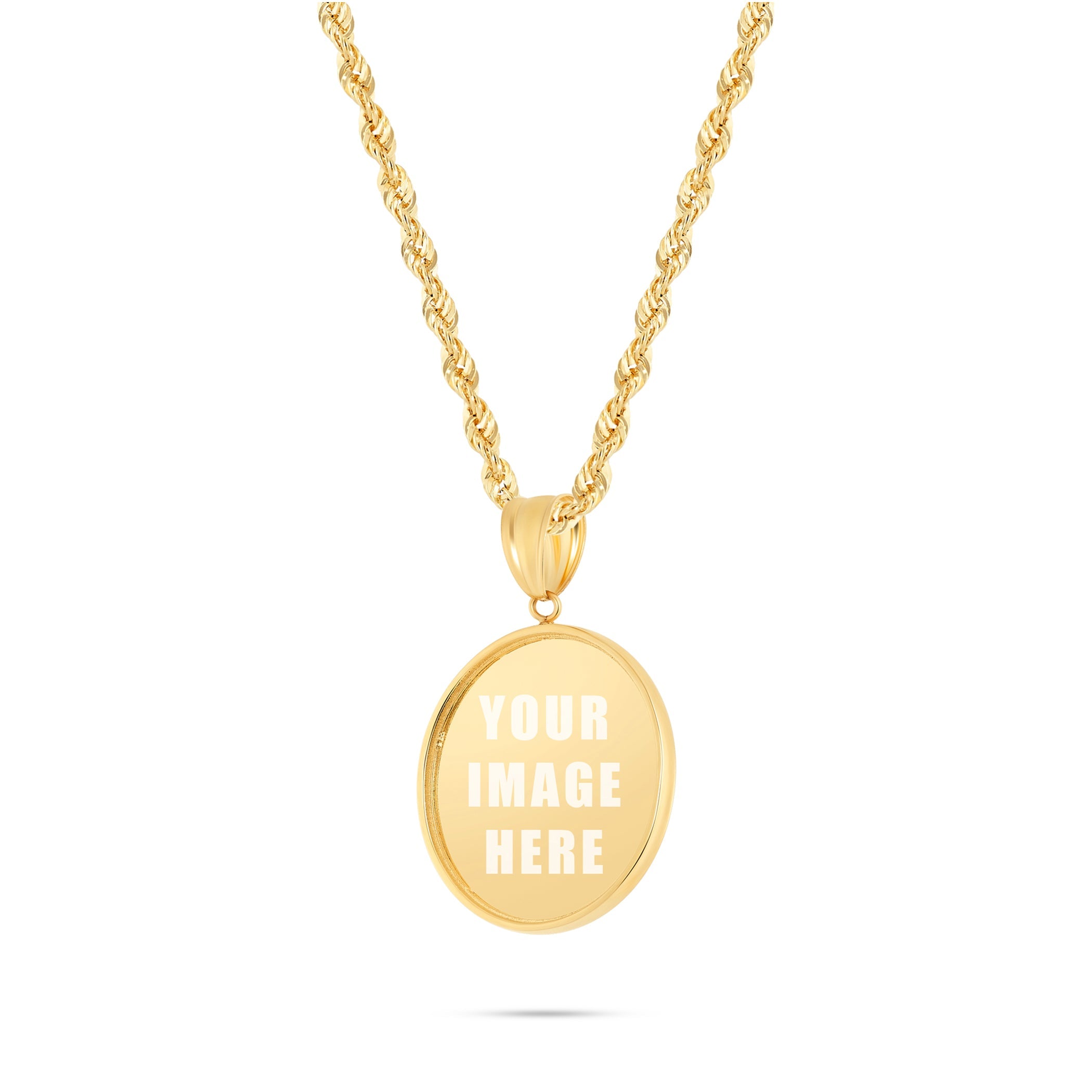 14K Yellow Gold Small Flat Picture Pendant