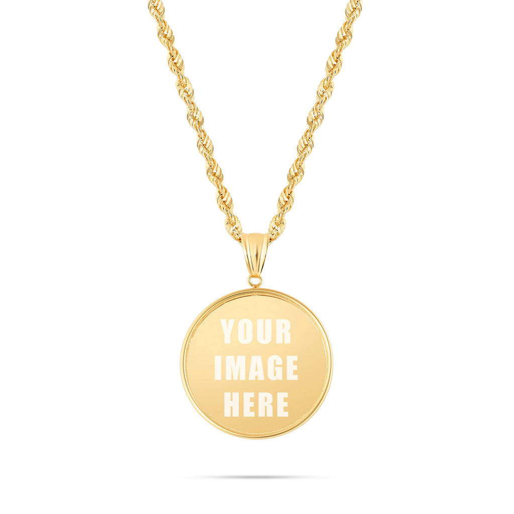 14K Yellow Gold Small Flat Picture Pendant