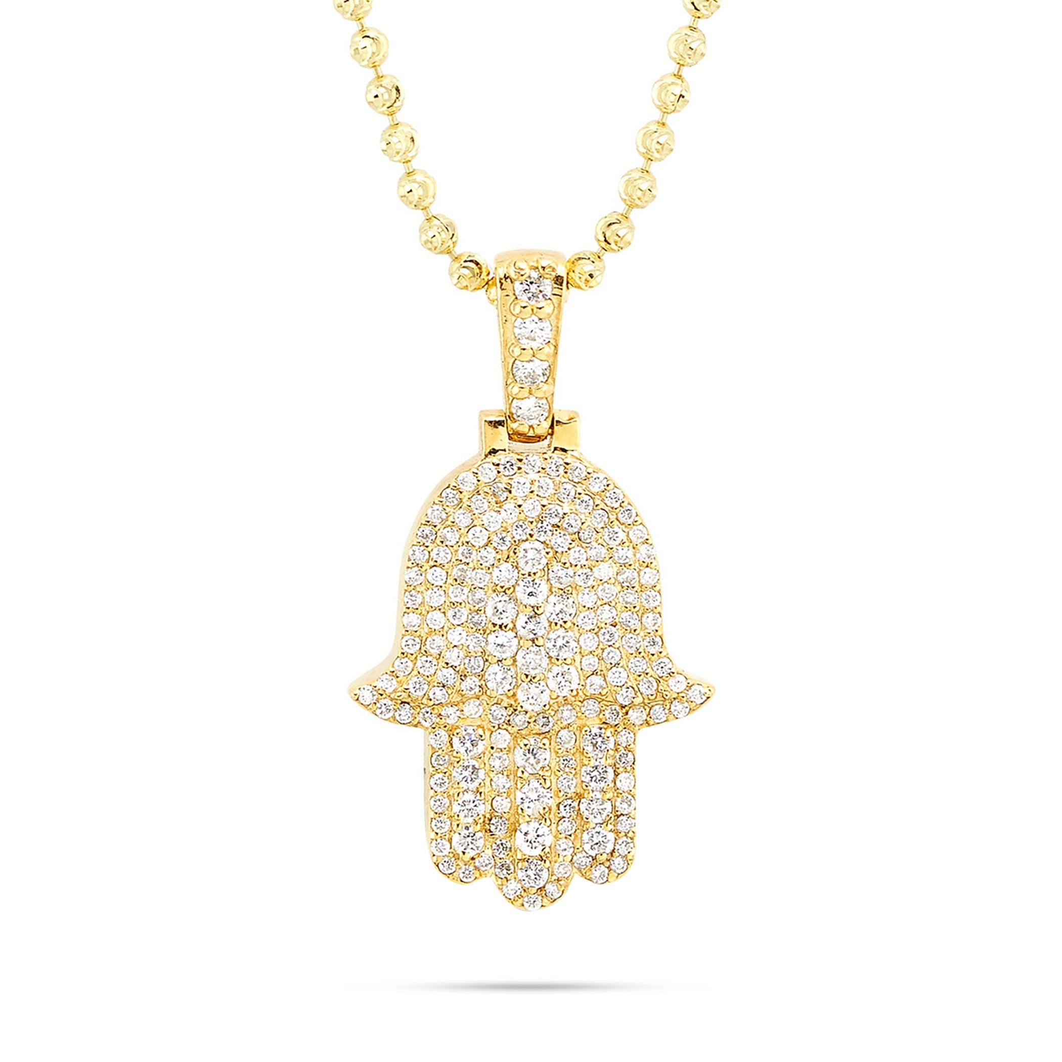 10k Gold and Diamond Hamsa Pendant 1.06ctw