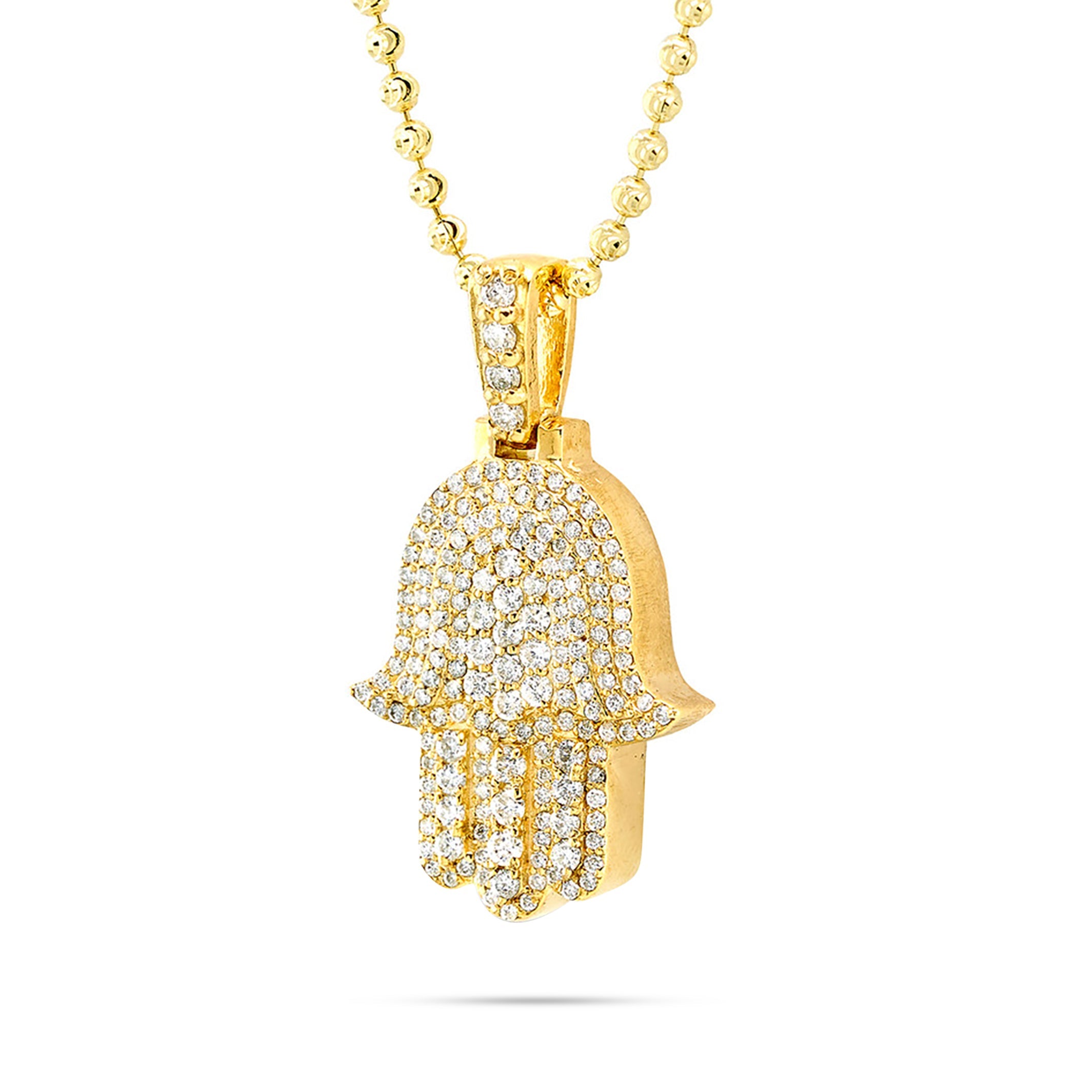 10k Gold and Diamond Hamsa Pendant 1.06ctw