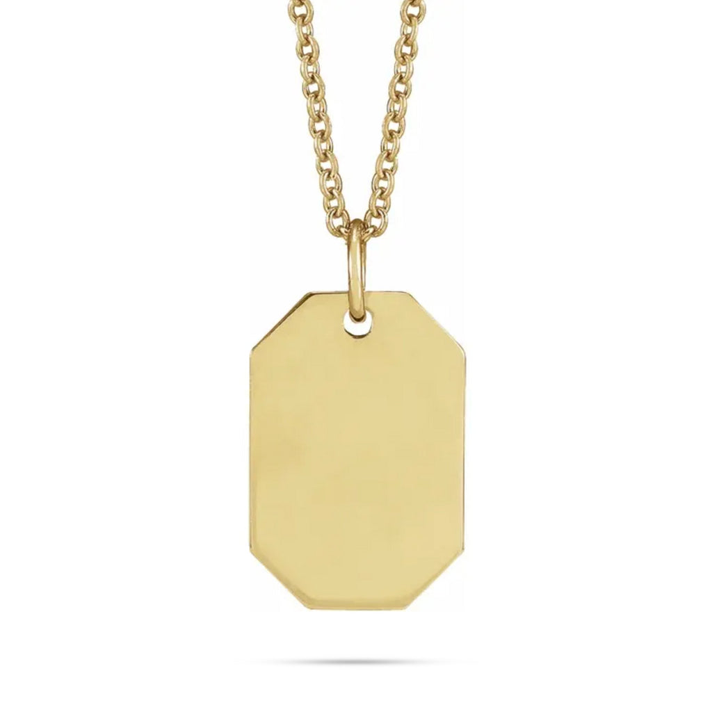 10k Gold Engravable Dog Tag Pendant