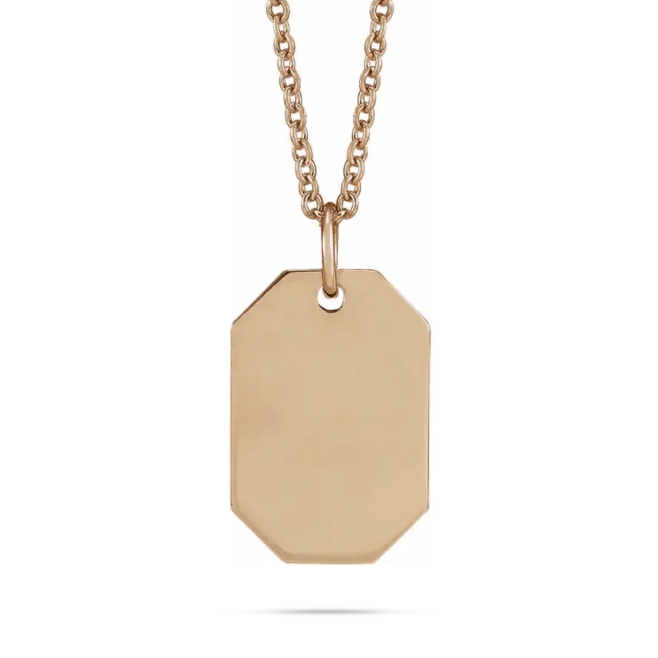 10k Gold Engravable Dog Tag Pendant