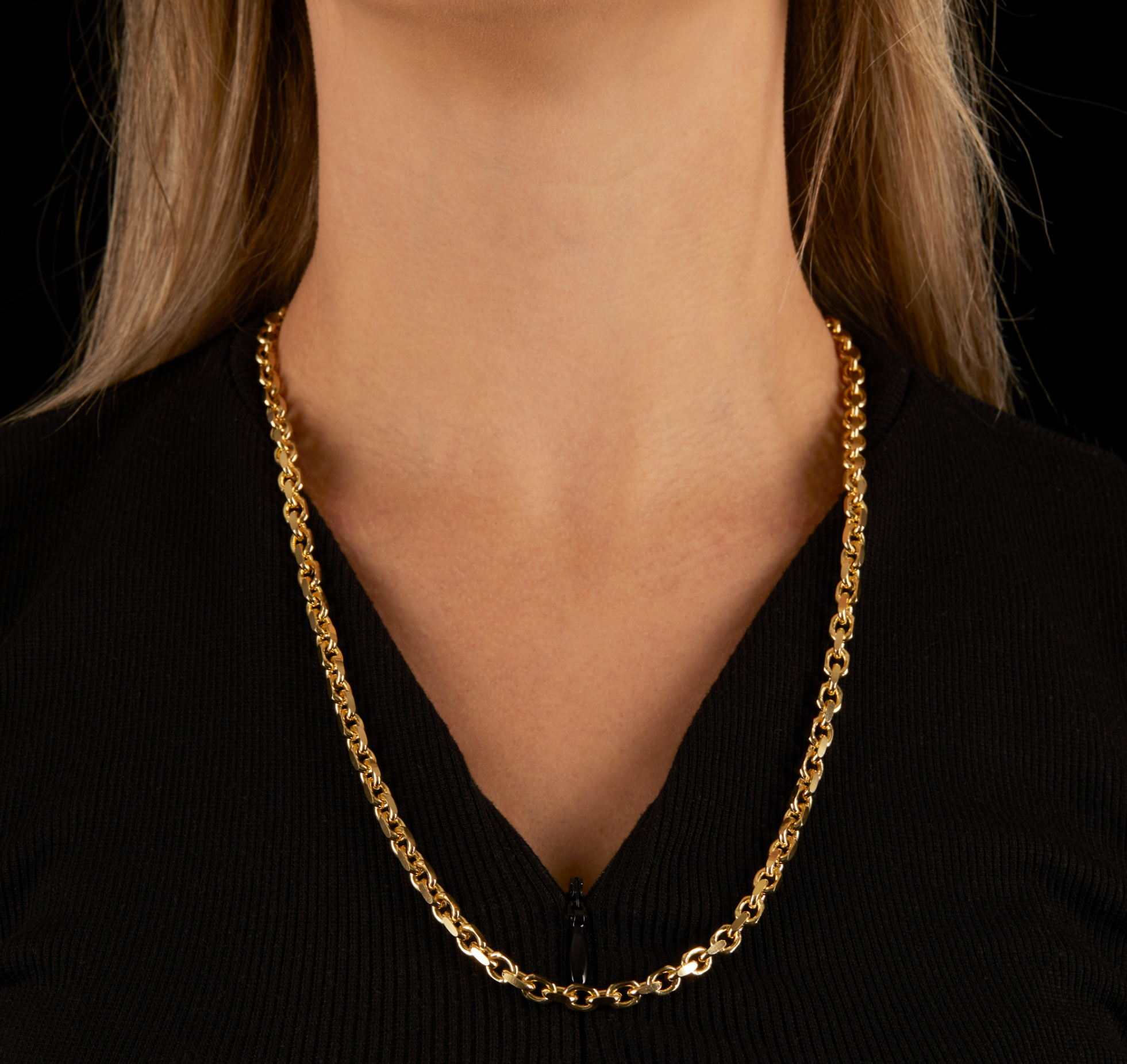 14K Solid Gold Hermes Link Chain, 4.5 mm