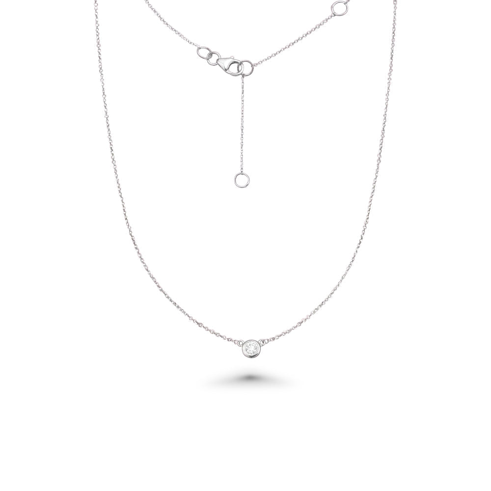 Solitaire Diamond Chain Necklace (0.40 ct.) Bezel Set in 14K Gold