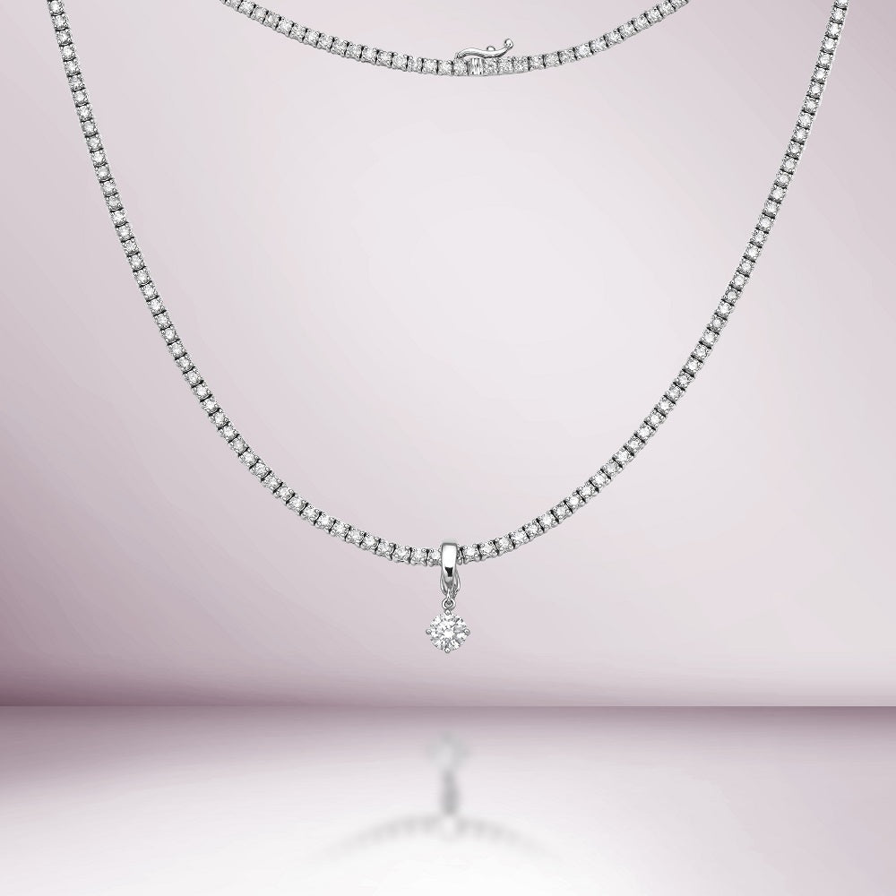 Solitaire Dangling Pendant (0.50 ct.) 5.00 mm in 14K Gold Compatible for Tennis Necklaces