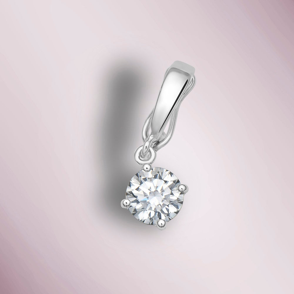 Solitaire Dangling Pendant (0.50 ct.) 5.00 mm in 14K Gold Compatible for Tennis Necklaces