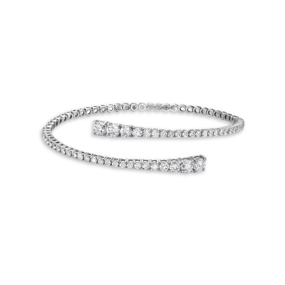 Ready to Ship Spiral Flexible Graduated Diamond Bangle Bracelet (3.50 ct.) 4-Prongs Setting in 14K Gold