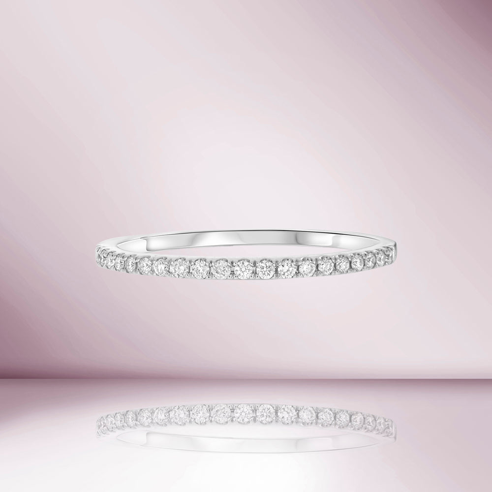 Diamond Halfway Pave Band in 14K Gold, 1.25 mm wide
