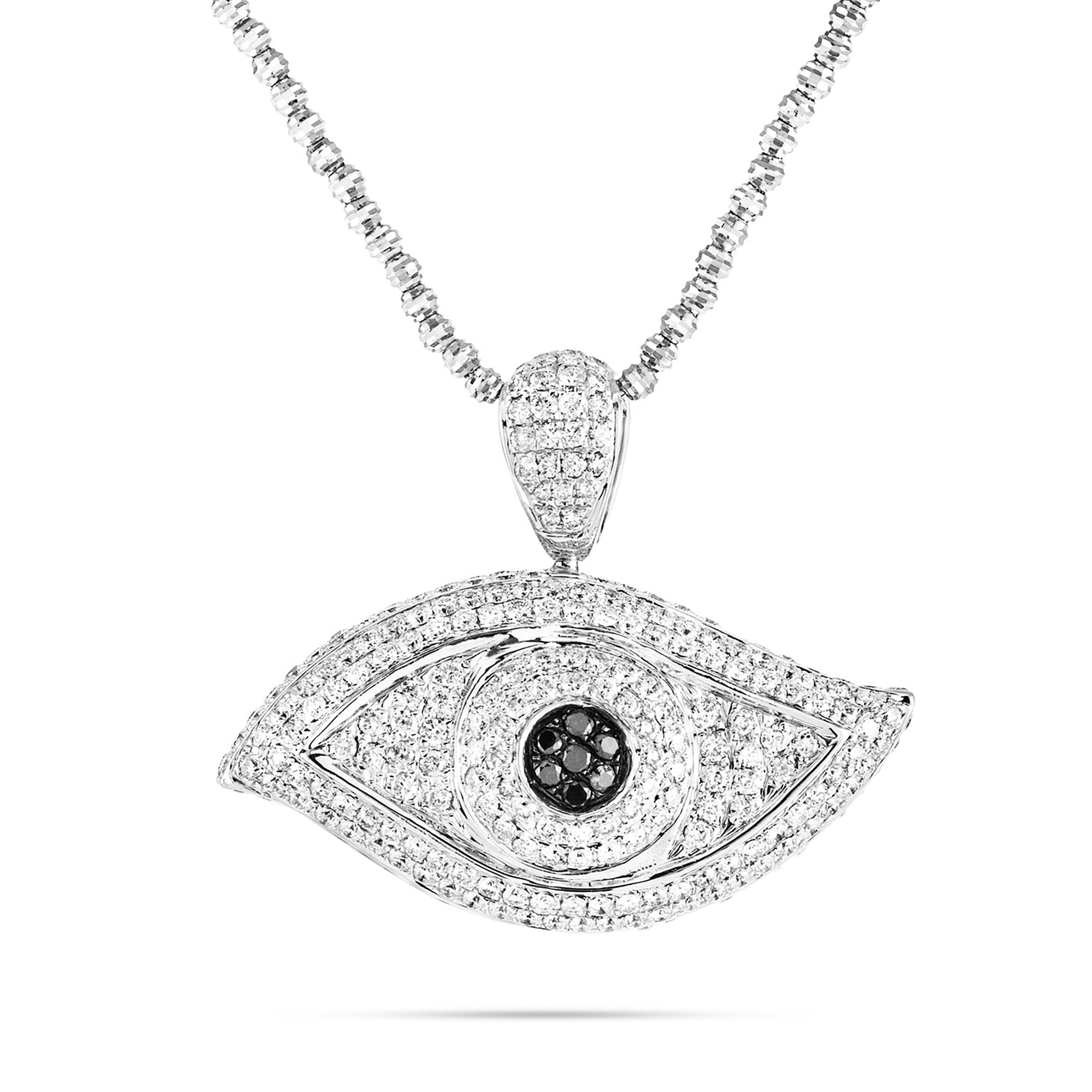 10k White Gold 3.5ct Diamond Evil Eye Pendant