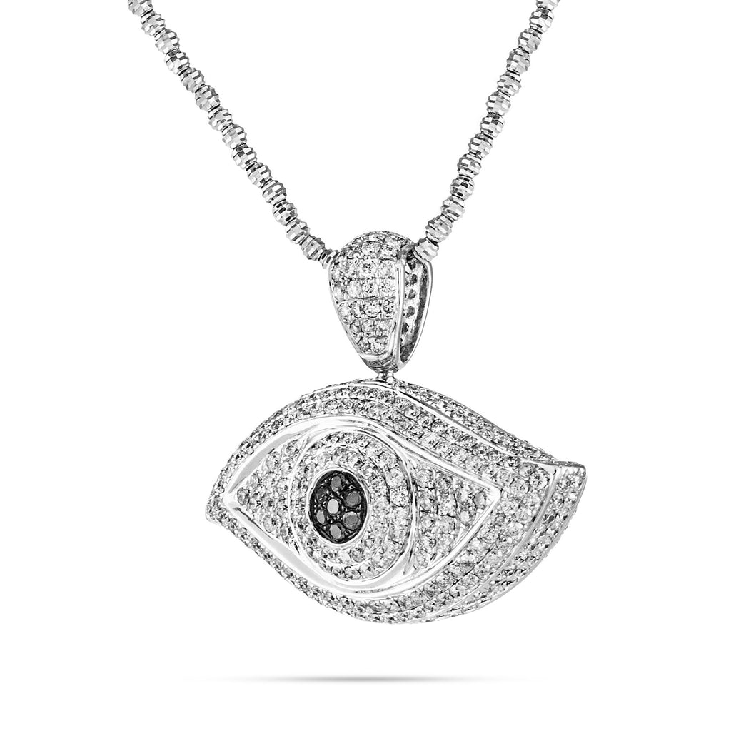 10k White Gold 3.5ct Diamond Evil Eye Pendant
