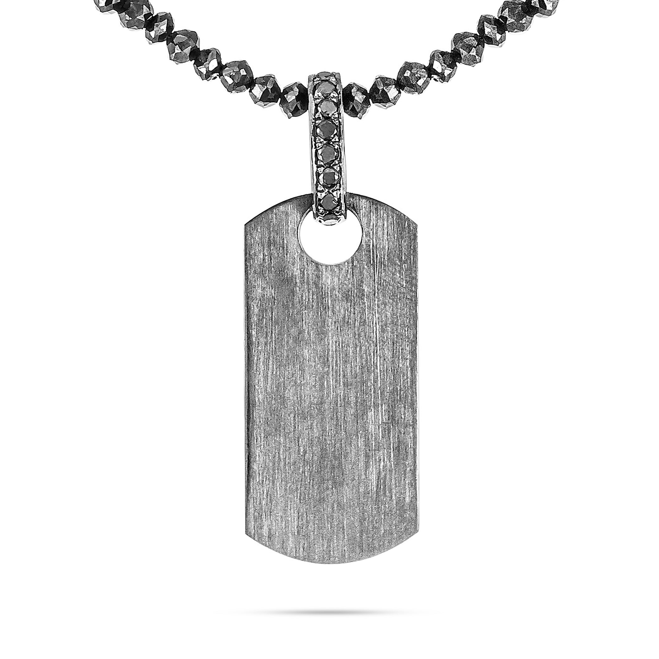 10k Black Gold 3ct Diamond Dog Tag Pendant