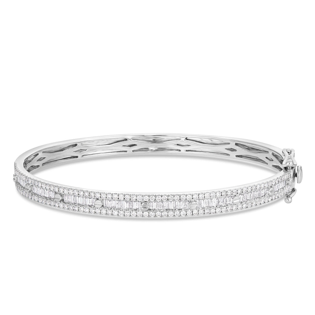 10K White Gold 2.25ct Baguette Diamond Bangle Bracelet