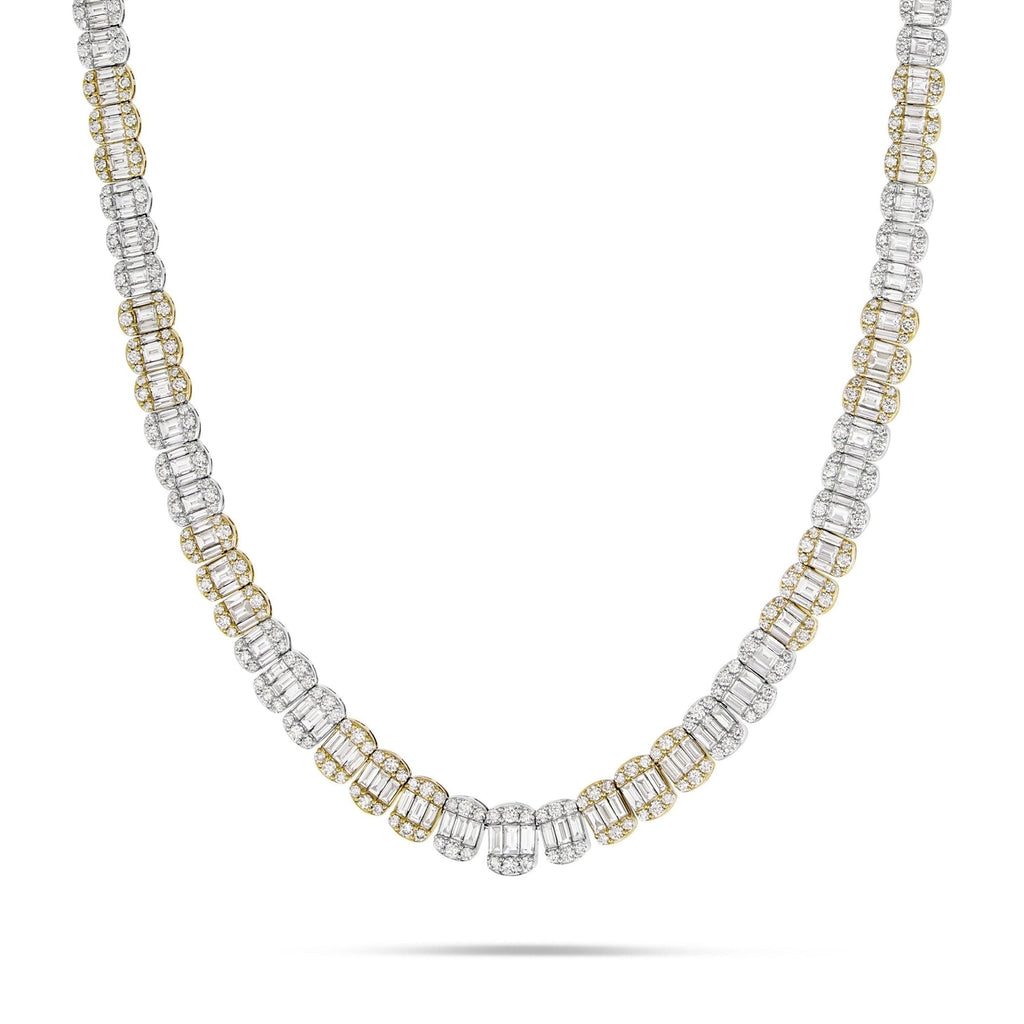14K Two Tone 31.86ctw Baguette Diamond Chain