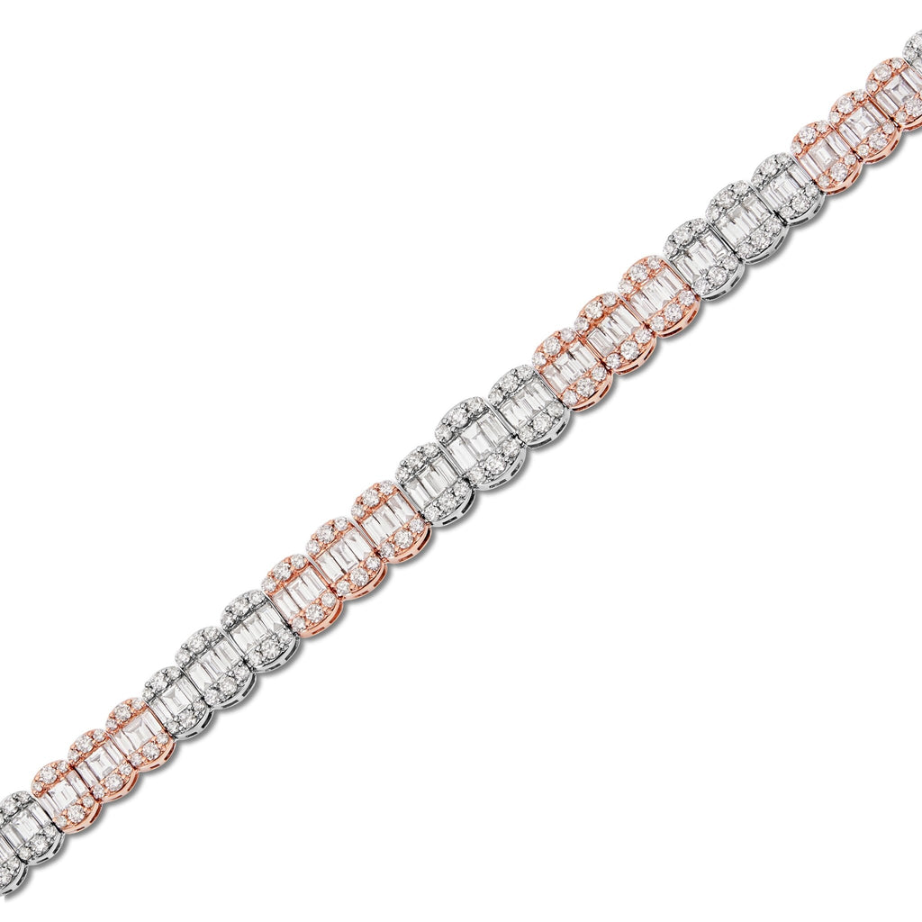 14K Two Tone 31.86ctw Baguette Diamond Chain