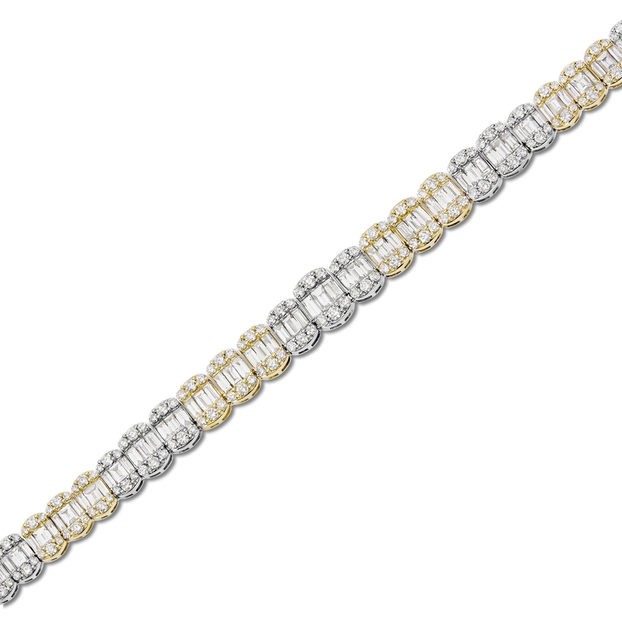 14K Two Tone 31.86ctw Baguette Diamond Chain