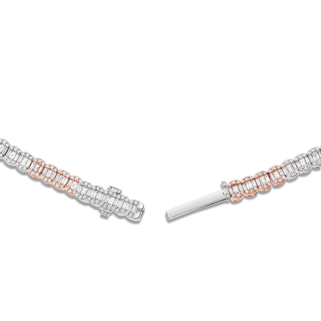 14K Two Tone 31.86ctw Baguette Diamond Chain