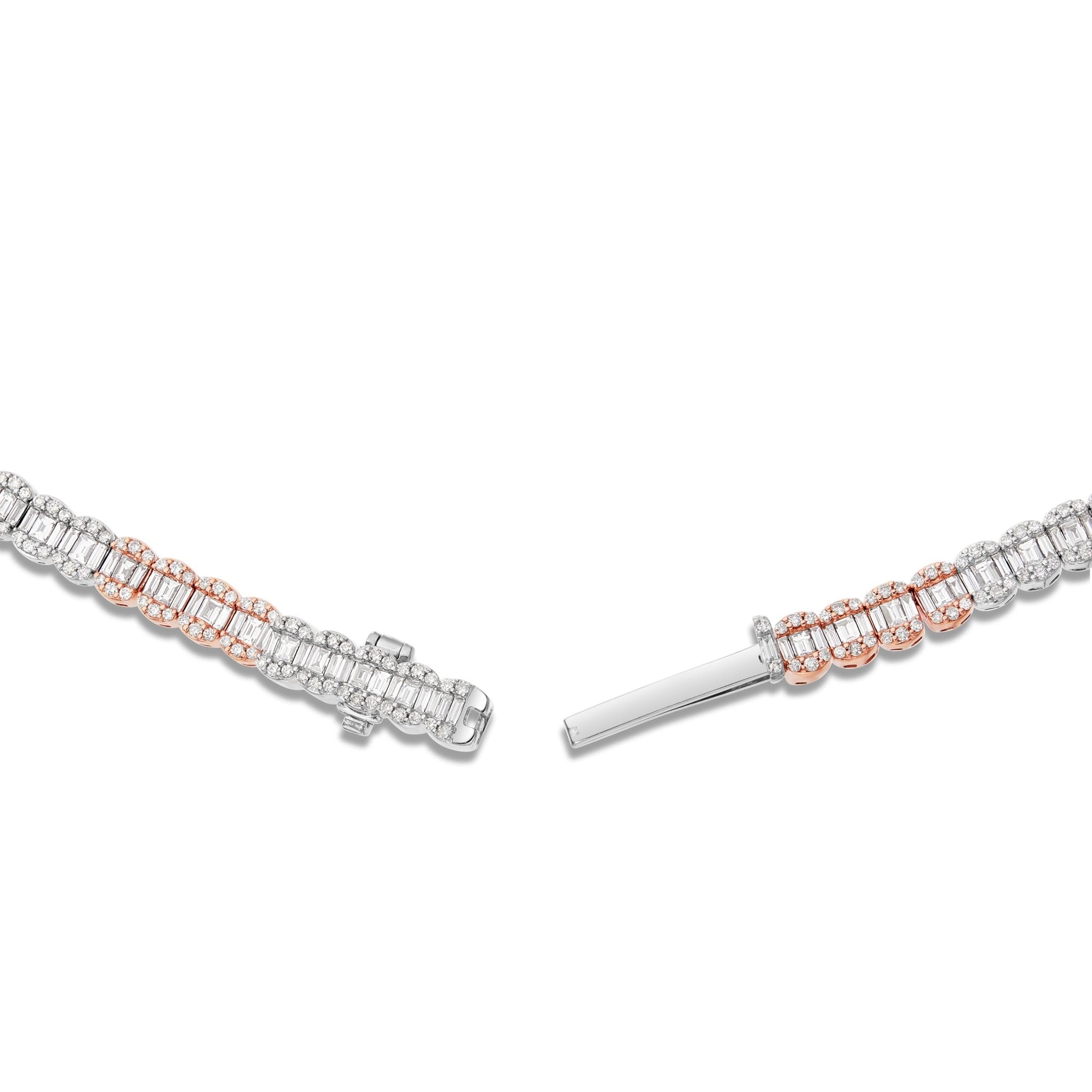 14K Two Tone 31.86ctw Baguette Diamond Chain