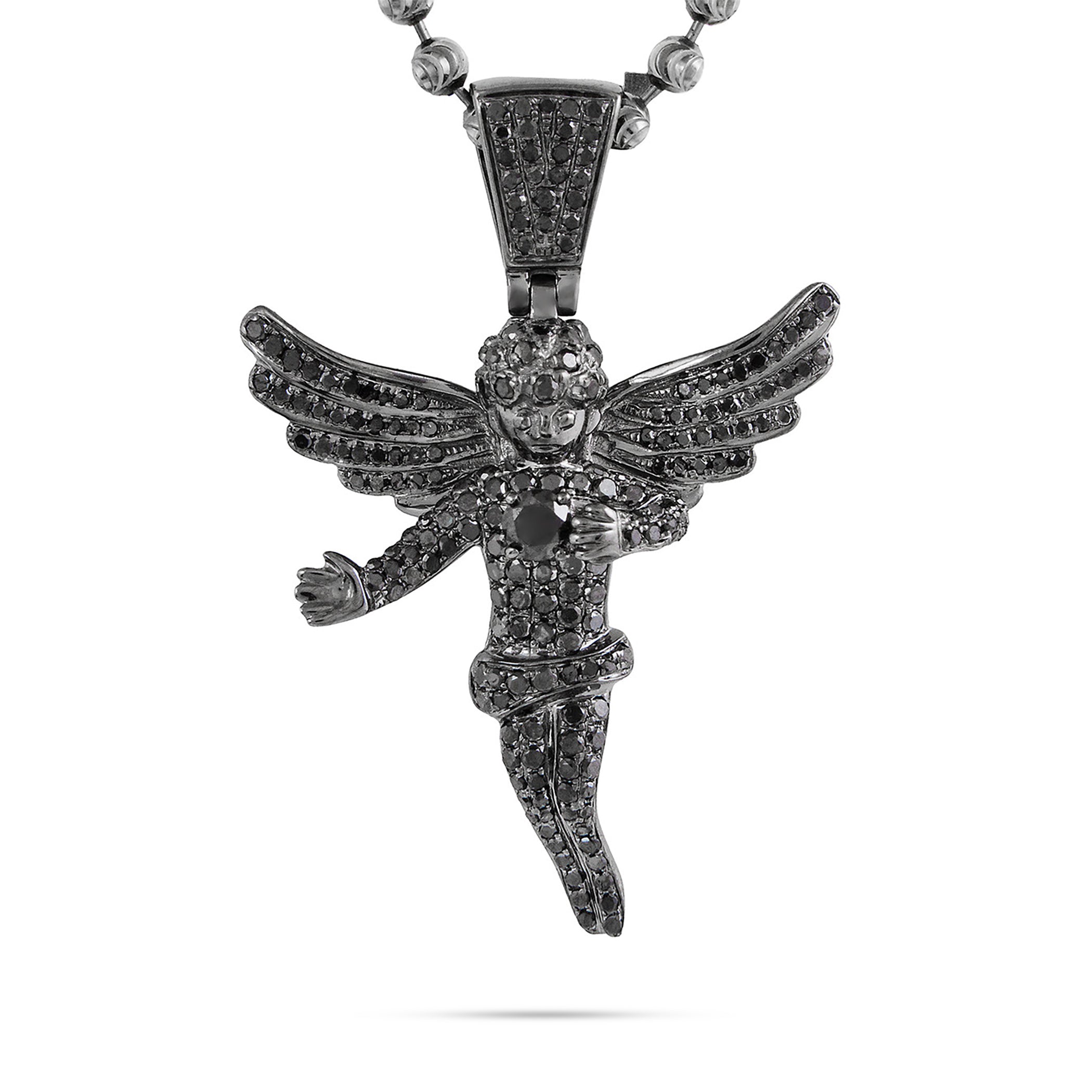 10k Black Gold 1.70ct Angel Pendant