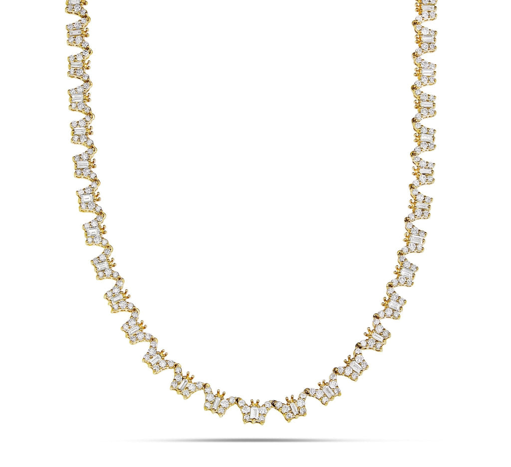 14K Gold 9.16ct Butterfly Motif Diamond Tennis Chain