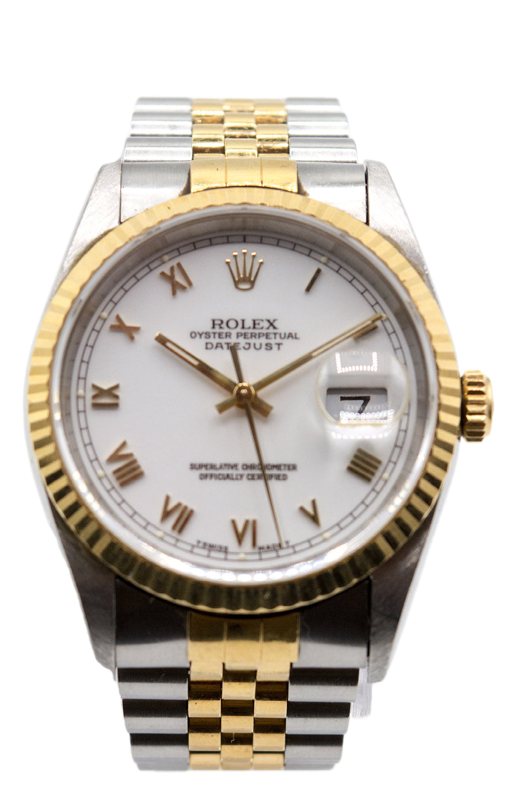 Rolex Datejust 16233 White Roman Dial Jubilee